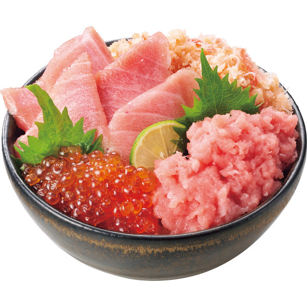 本マグロ大トロネギトロ紅ずわいいくら醤油漬け丼【24-1034-516】