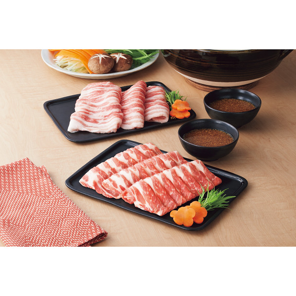 鹿児島黒豚肩ロース・バラしゃぶしゃぶ用（笠原将弘監修ごまポン酢付）【25-1034-47】