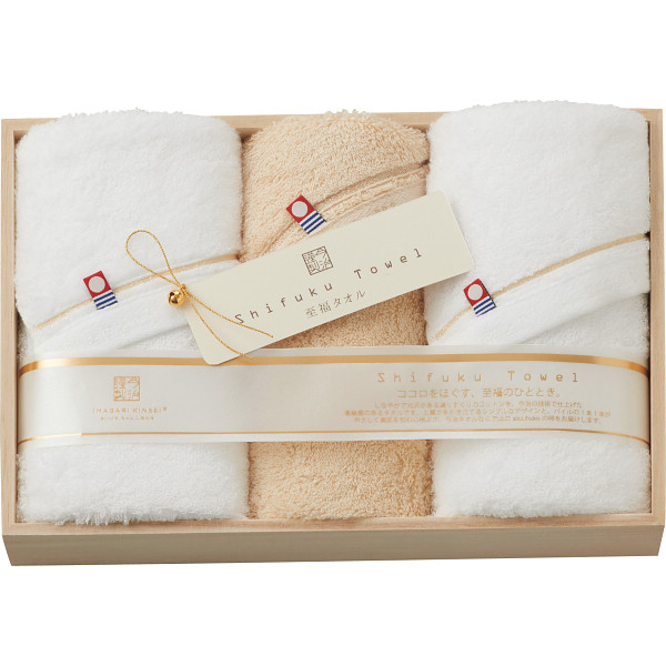 今治謹製　至福タオル　フェイス・ウォッシュタオルセット（木箱入）【26-7072-40】