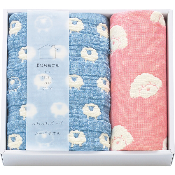 ふわら　６重織ガーゼフェイスタオル・ハンカチセット【26-7087-64】